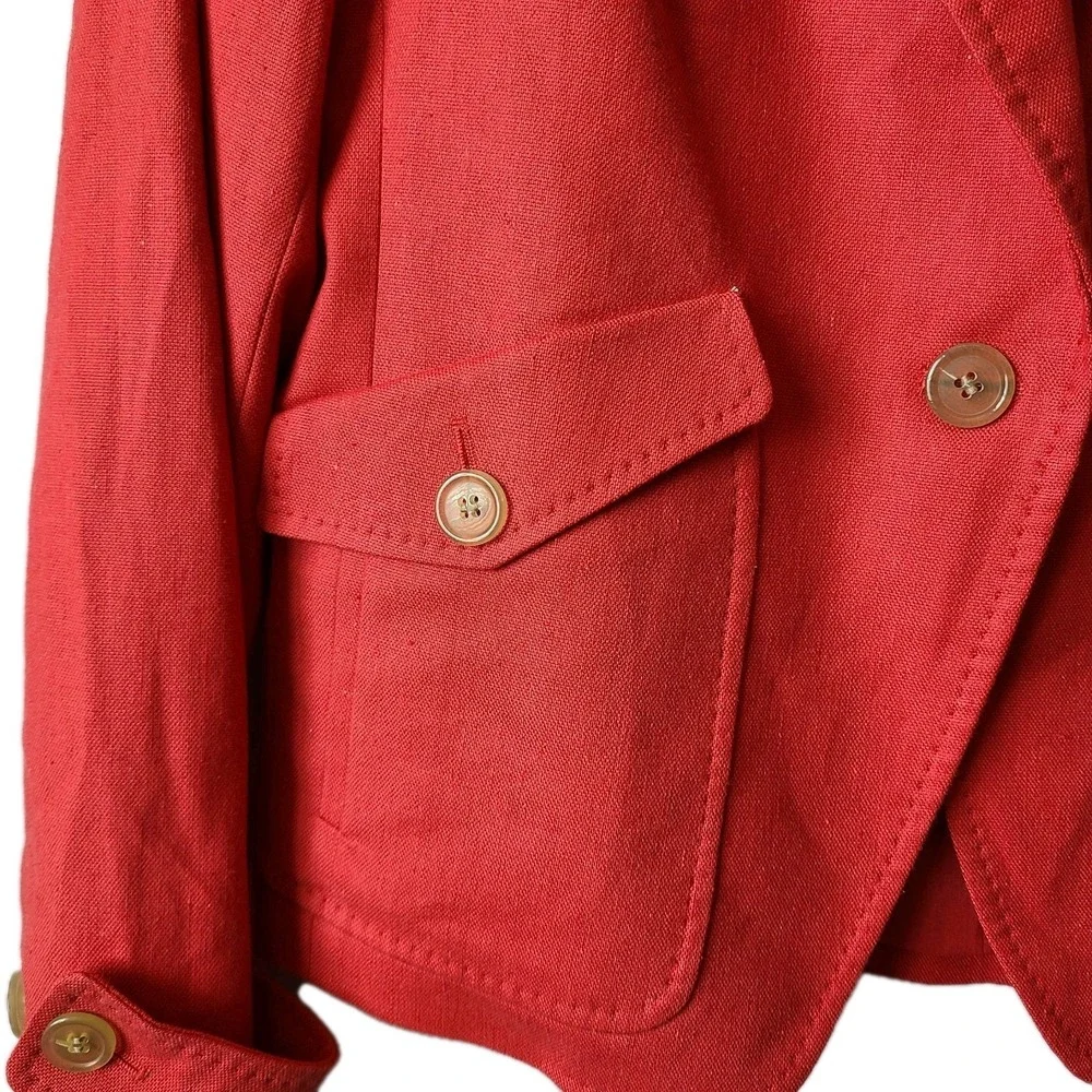 NWT Talbot's Women's Red/Coral Linen Blend One Button Blazer Career Office Sz 4 - Picture 4 of 10